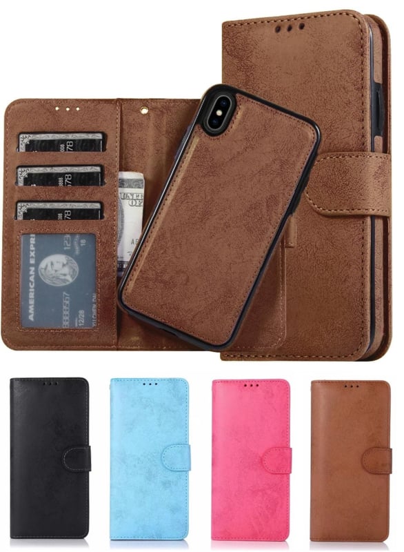 Magnetisch Bookcase Hoesje met Uitneembare Backcover voor iPhone Xs Max