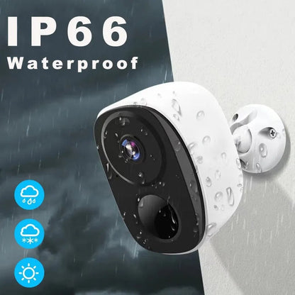 Draadloze oplaadbare IP-buitencamera met nachtzicht en audio