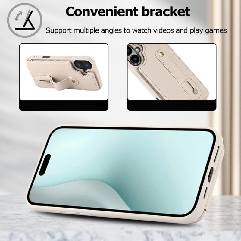 iPhone 16 Plus Hoesje met Pasjeshouder en Draagkoord