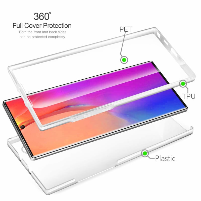Transparant 360 graden telefoonhoesje voor Galaxy Note 10 Plus