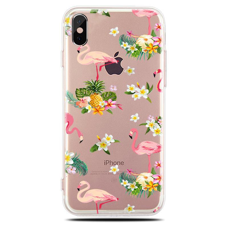 TPU telefoonhoesje met flamingo bloemen print voor iPhone X / Xs