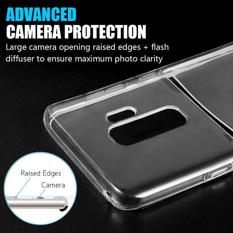 Transparant TPU telefoonhoesje met pasjesvakje voor Galaxy S9 Plus
