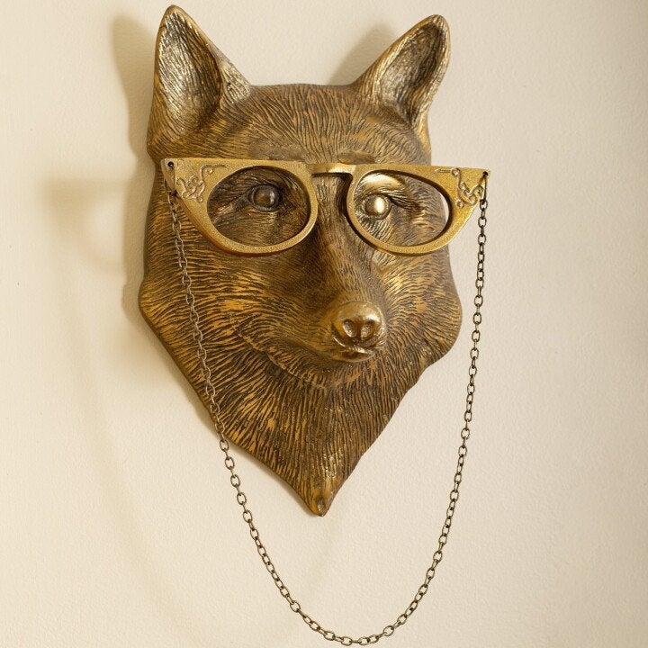 Handgeschilderde dierenkop wanddecoratie van kunsthars
