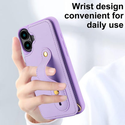 iPhone 17 Hoesje met Pasjeshouder en Draagkoord Paars