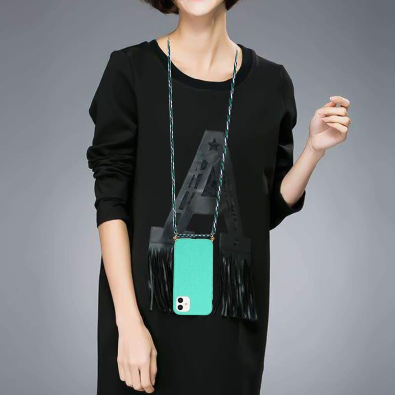 Crossbody TPU Hoesje met Verstelbaar Koord voor iPhone 15 Plus Mint