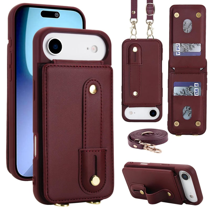 Leren Telefoonhoesje met Pasjeshouder en Draagkoord