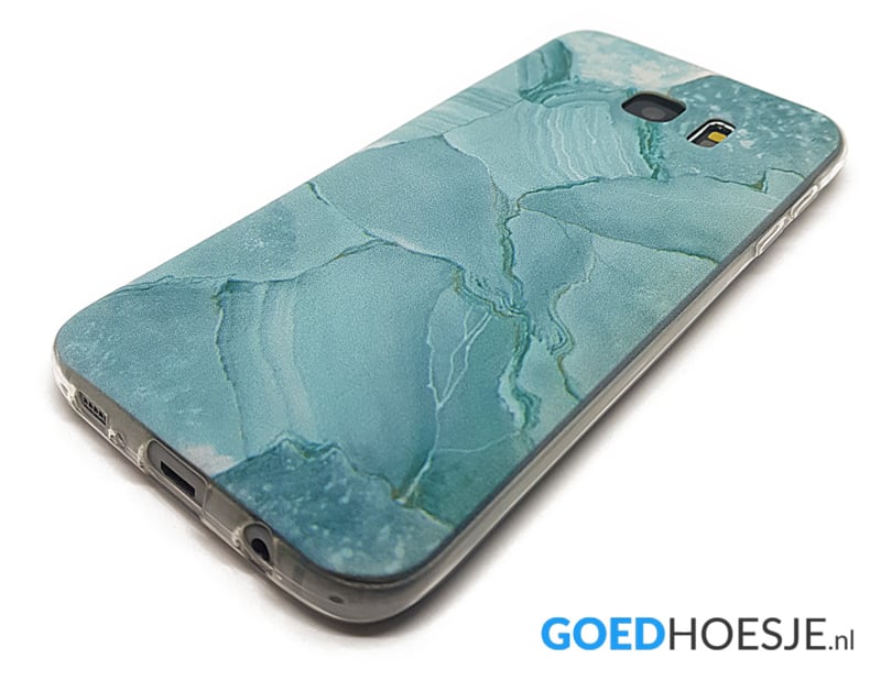 Galaxy S7 Edge TPU hoesje met marmer design azuurblauw
