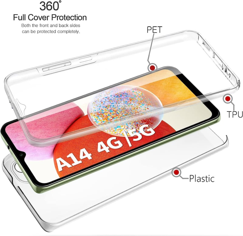 Transparant 360 Graden Telefoonhoesje voor Samsung Galaxy A14