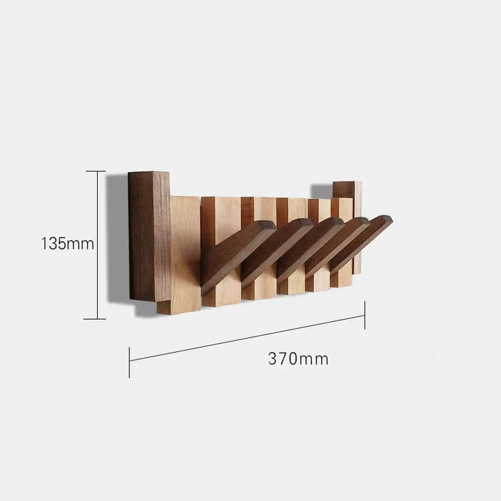 Houten wandkapstok met inklapbare magnetische haken