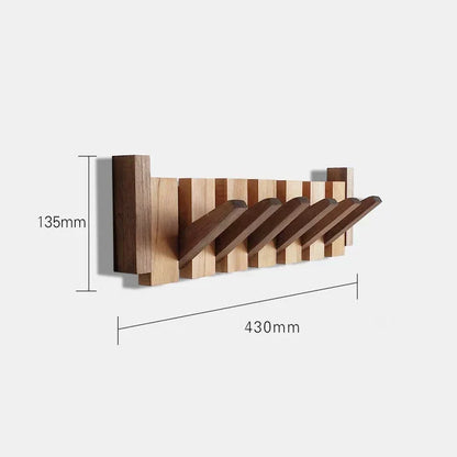 Houten wandkapstok met inklapbare magnetische haken