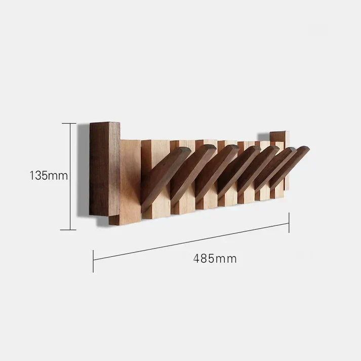 Houten wandkapstok met inklapbare magnetische haken