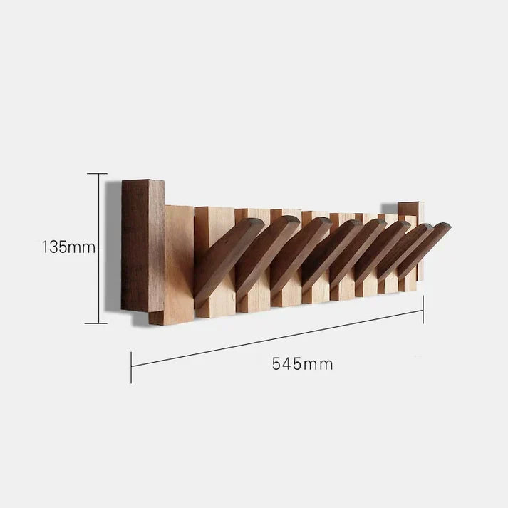 Houten wandkapstok met inklapbare magnetische haken