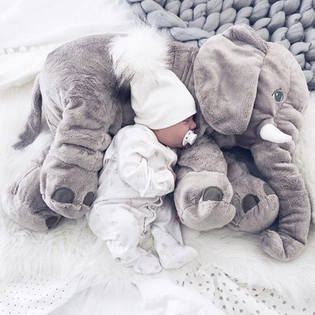 Zacht olifant knuffelkussen voor baby's en kinderkamer