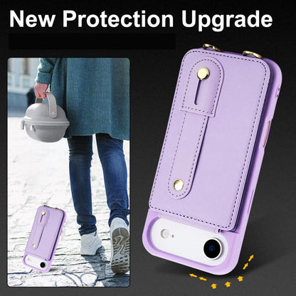 iPhone Air hoesje met pasjeshouder en draagkoord paars