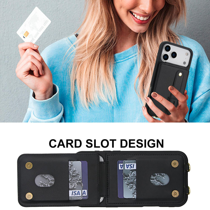 iPhone 17 Pro hoesje met pasjeshouder en draagkoord