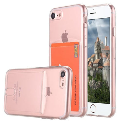 Transparant TPU telefoonhoesje met pasjeshouder voor iPhone 7 / 8 / SE
