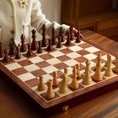 Houten Schaakset Met Opvouwbaar Schaakbord En Opbergruimte