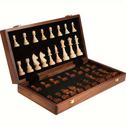 Houten Schaakset Met Opvouwbaar Schaakbord En Opbergruimte