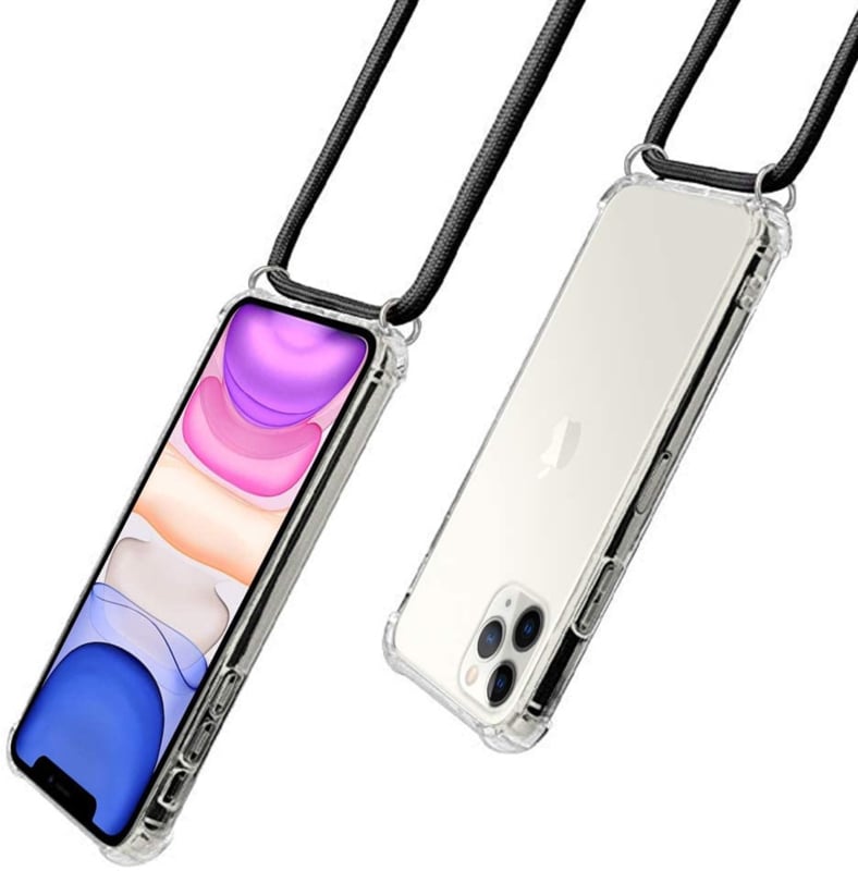 Transparant TPU telefoonhoesje met verstelbaar draagkoord voor iPhone 15 Pro