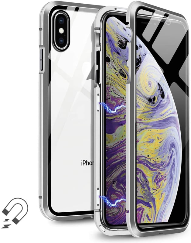 Magnetisch telefoonhoesje voor iPhone X / Xs met gehard glas