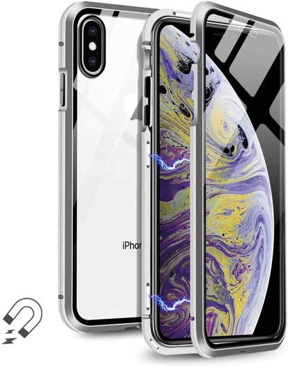 Magnetisch telefoonhoesje voor iPhone X / Xs met gehard glas