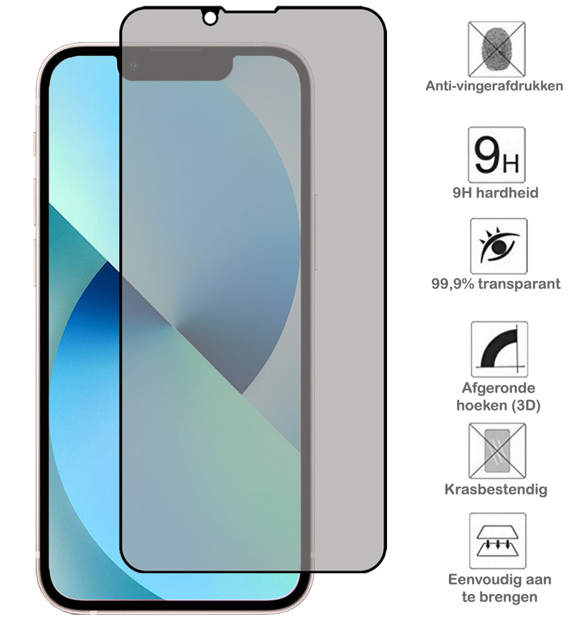 Privacy Screenprotector van Gehard Glas voor iPhone 13 Pro Max