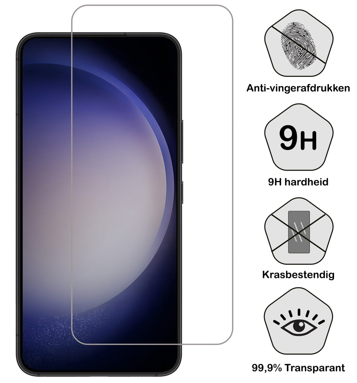 Gehard glazen screenprotector met volledige dekking voor Samsung S23 Plus
