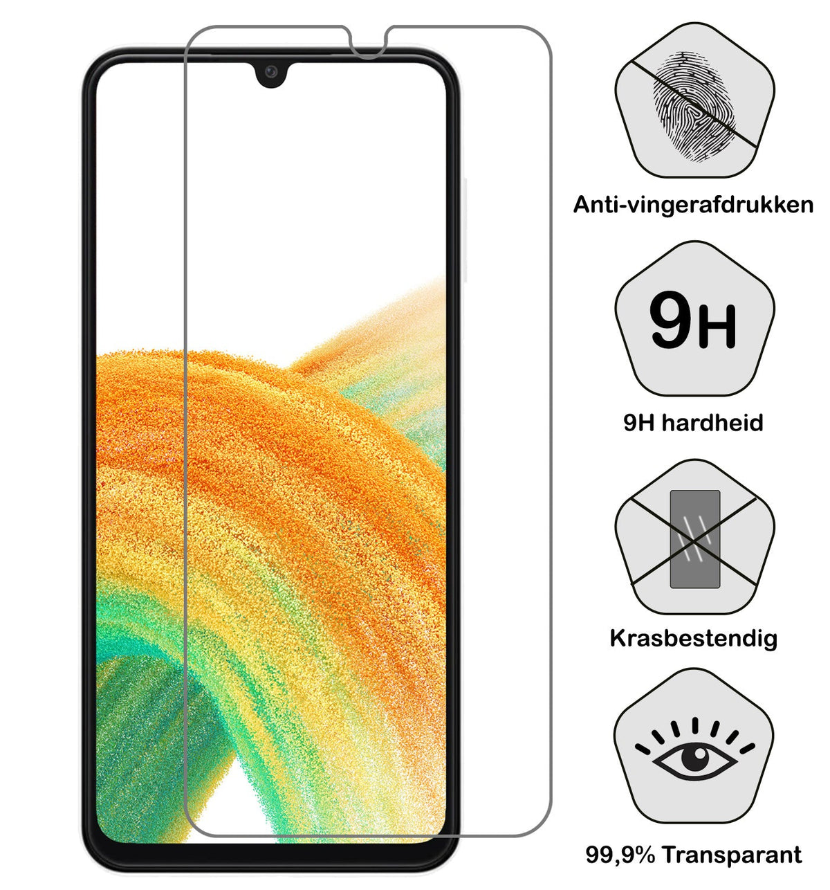 Gehard glazen screenprotector met krasbestendige laag voor Samsung A33
