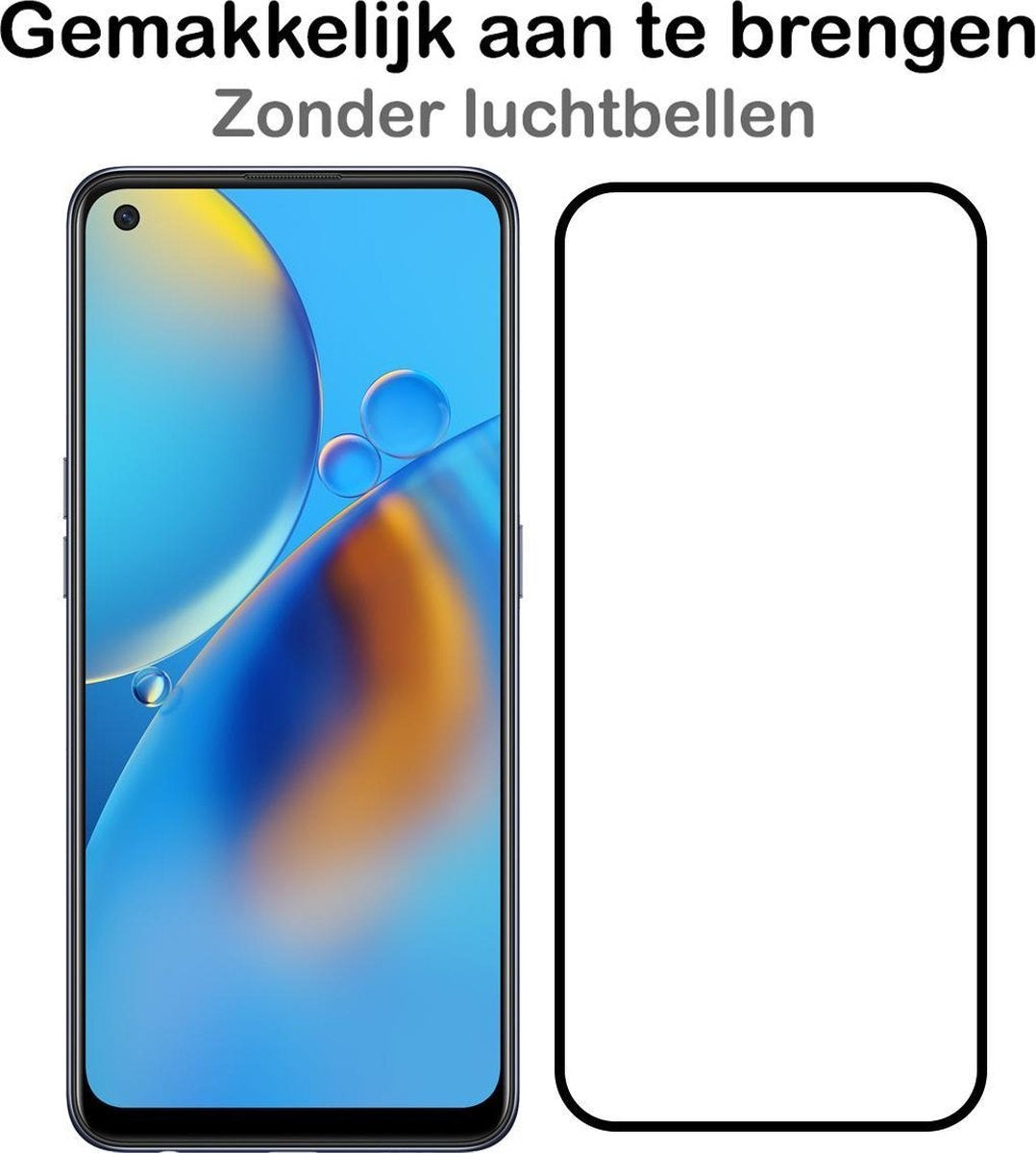 Gehard Glazen Screenprotector met Zwarte Randen voor OPPO A74 4G