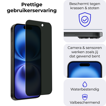 Screenprotector van gehard glas met privacyfilter voor iPhone 16