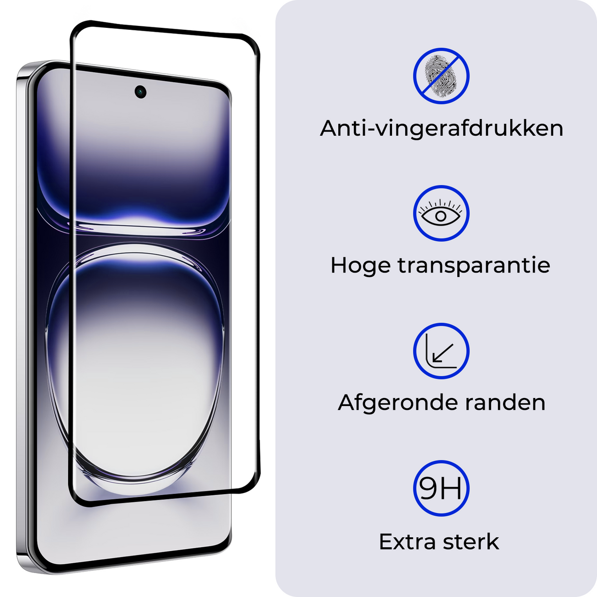 Gehard glazen screenprotector voor OPPO Reno 12 Pro met zwarte randen