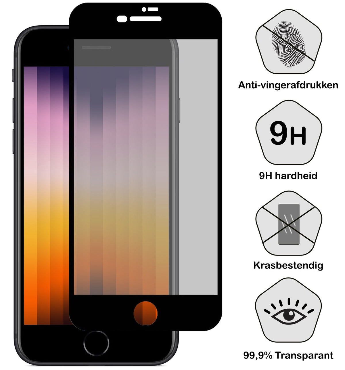 Gehard glazen privacy screenprotector voor iPhone SE 2022