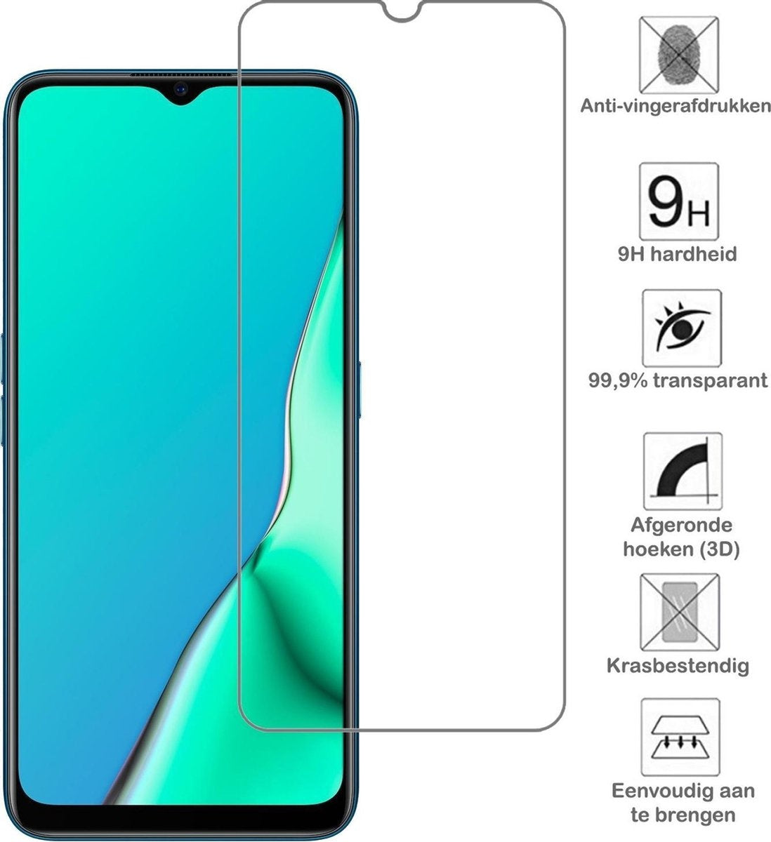 Screenprotector van gehard glas voor OPPO A5 2020