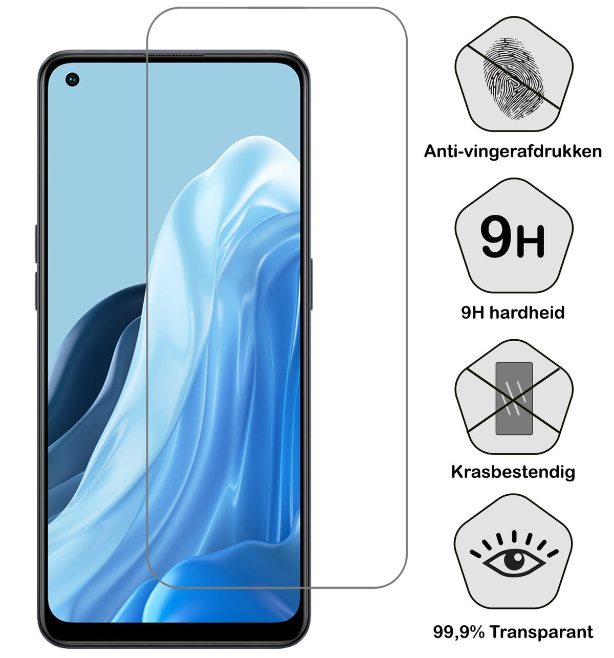 Glazen screenprotector voor OPPO Reno 8 Lite met antikraslaag
