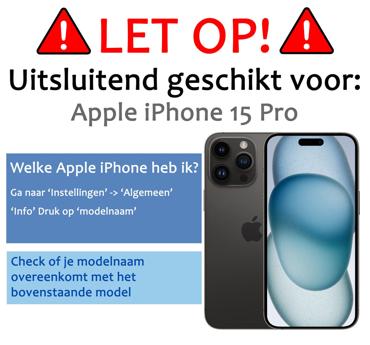 Glazen screenprotector voor iPhone 15 Pro met zwarte randen