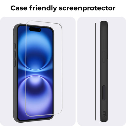 Screenprotector van gehard glas met installatieframe voor iPhone 16