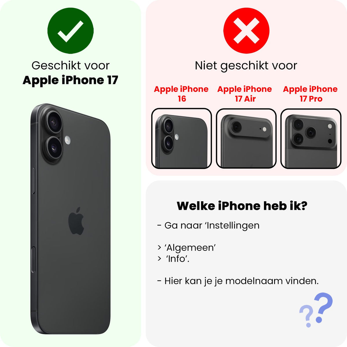 Flexibele glazen screenprotector met installatieframe voor iPhone 17