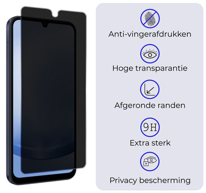 Privacy screenprotector van gehard glas voor Samsung A25