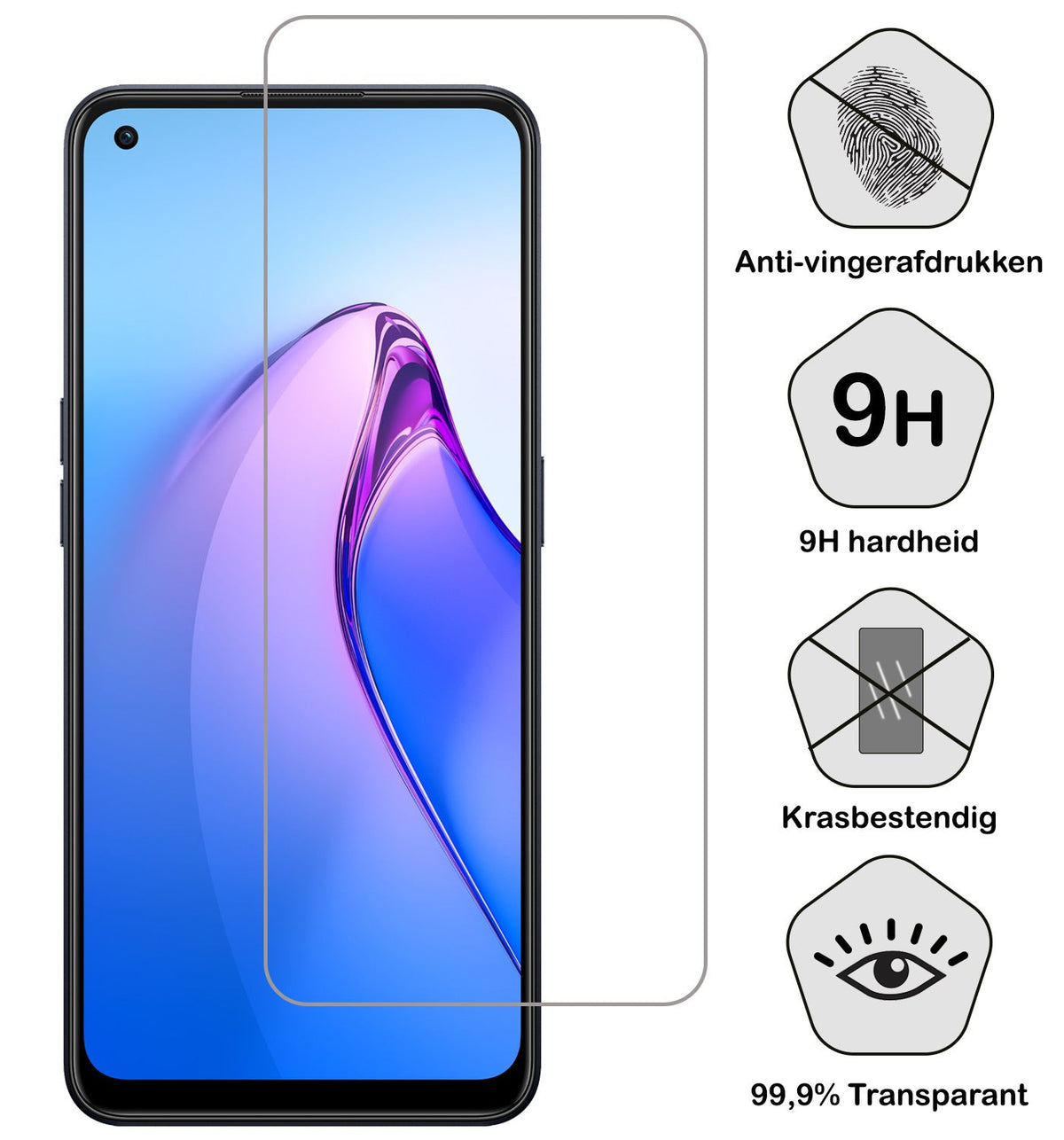 Gehard glazen screenprotector voor OPPO Reno 8 Pro met antikraslaag
