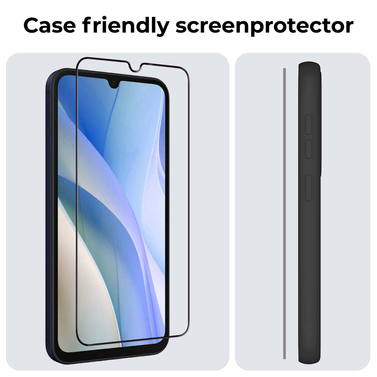 Full screen screenprotector met zwarte randen voor Samsung A15