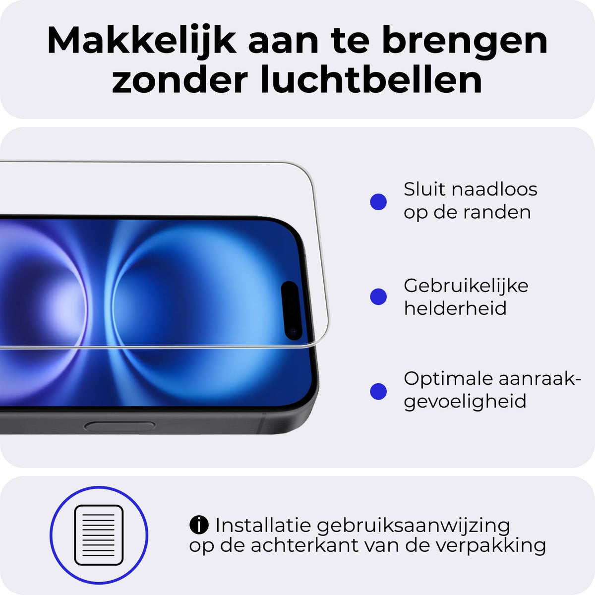 Gehard glazen screenprotector voor iPhone 16 Plus met volledige dekking