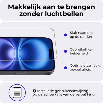Gehard glazen screenprotector voor iPhone 16 Plus met volledige dekking