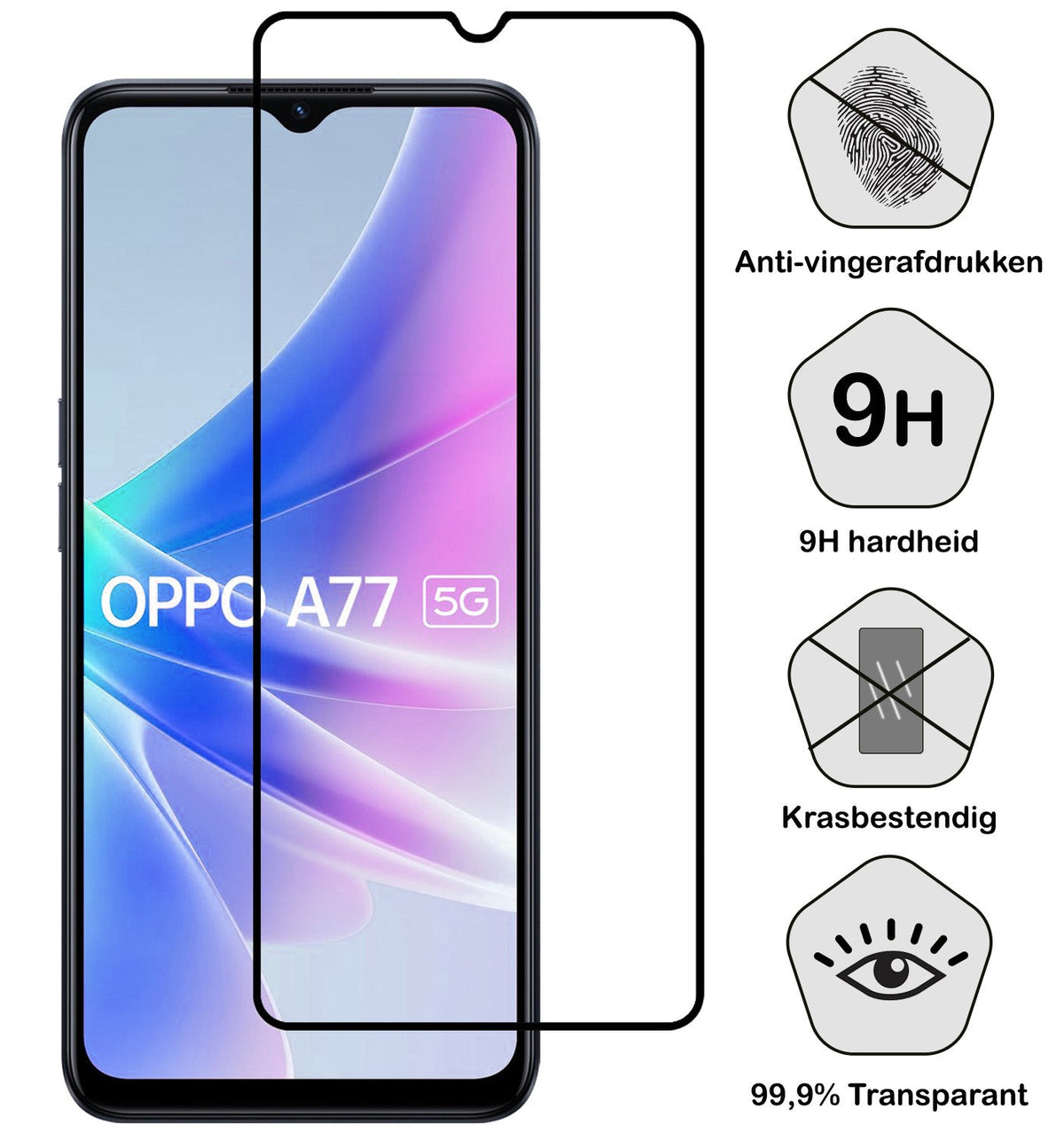 Glazen screenprotector met zwarte randen voor OPPO A77