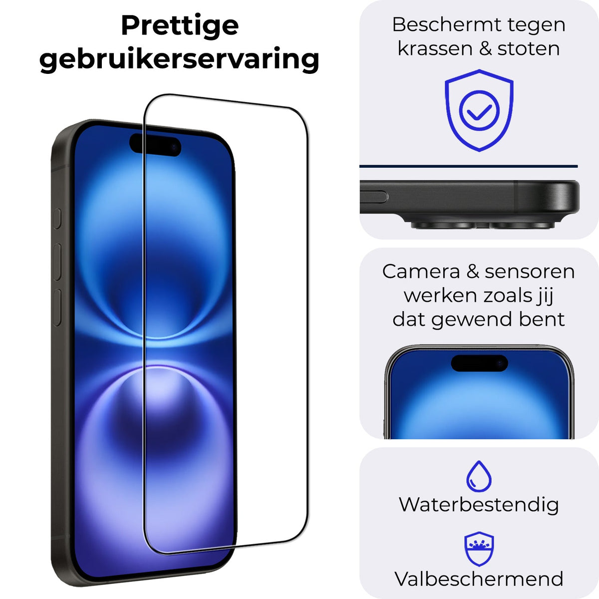 Screenprotector van Gehard Glas met Volledige Dekking voor iPhone 16