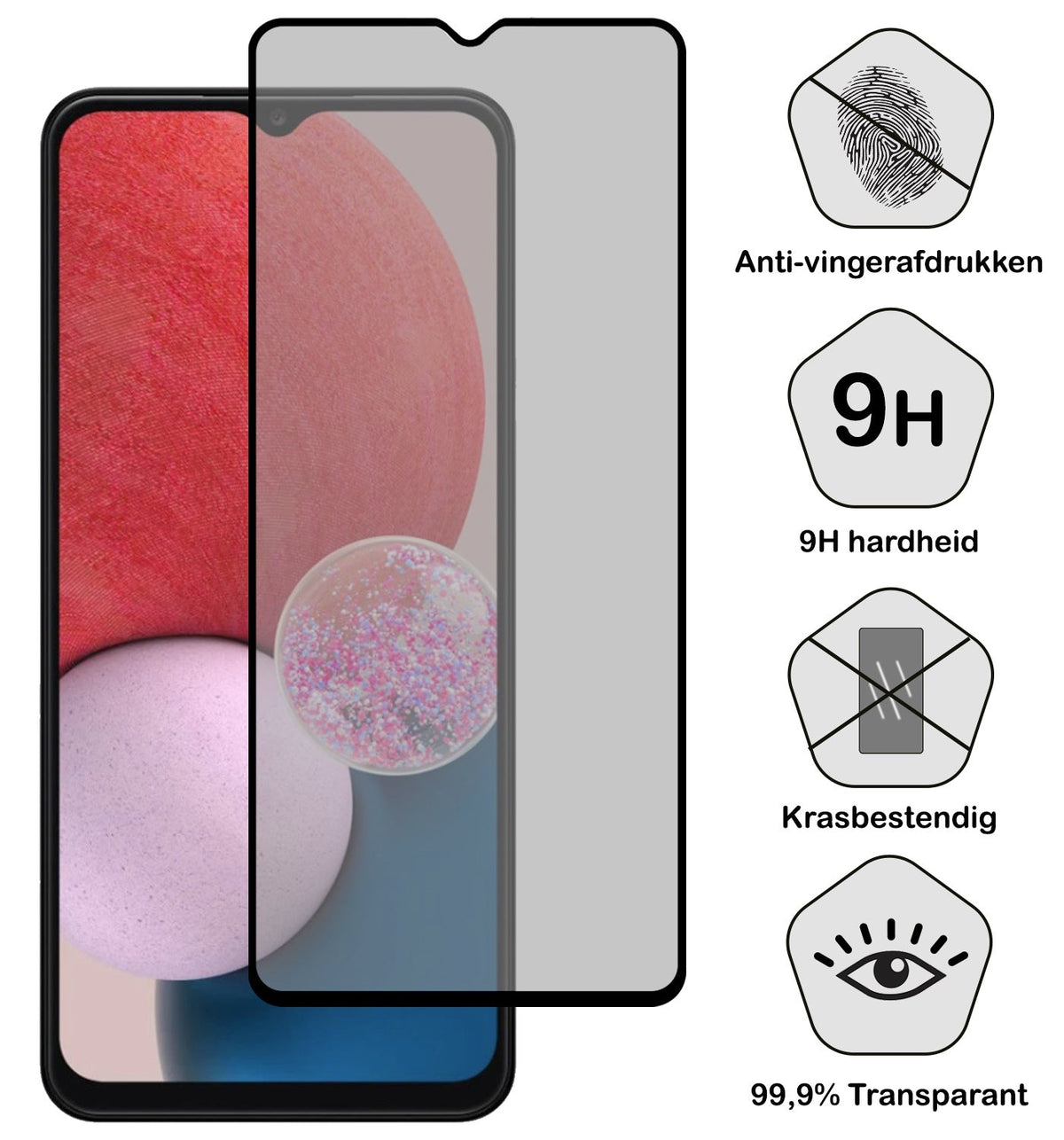 Gehard glazen screenprotector met privacy filter