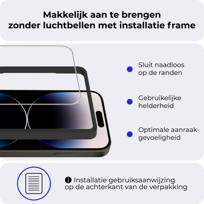 Gehard glazen screenprotector voor iPhone 14 met installatieframe