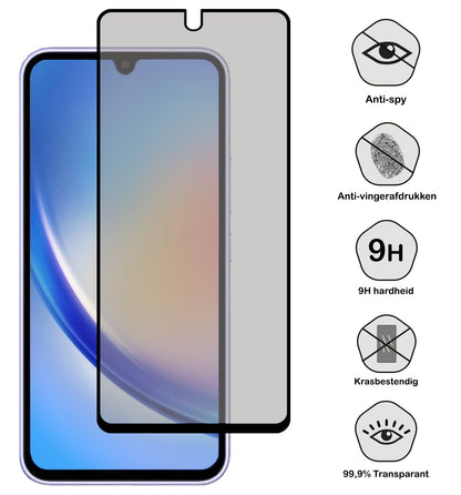 Screenprotector van gehard glas met privacyfilter voor Samsung Galaxy A34