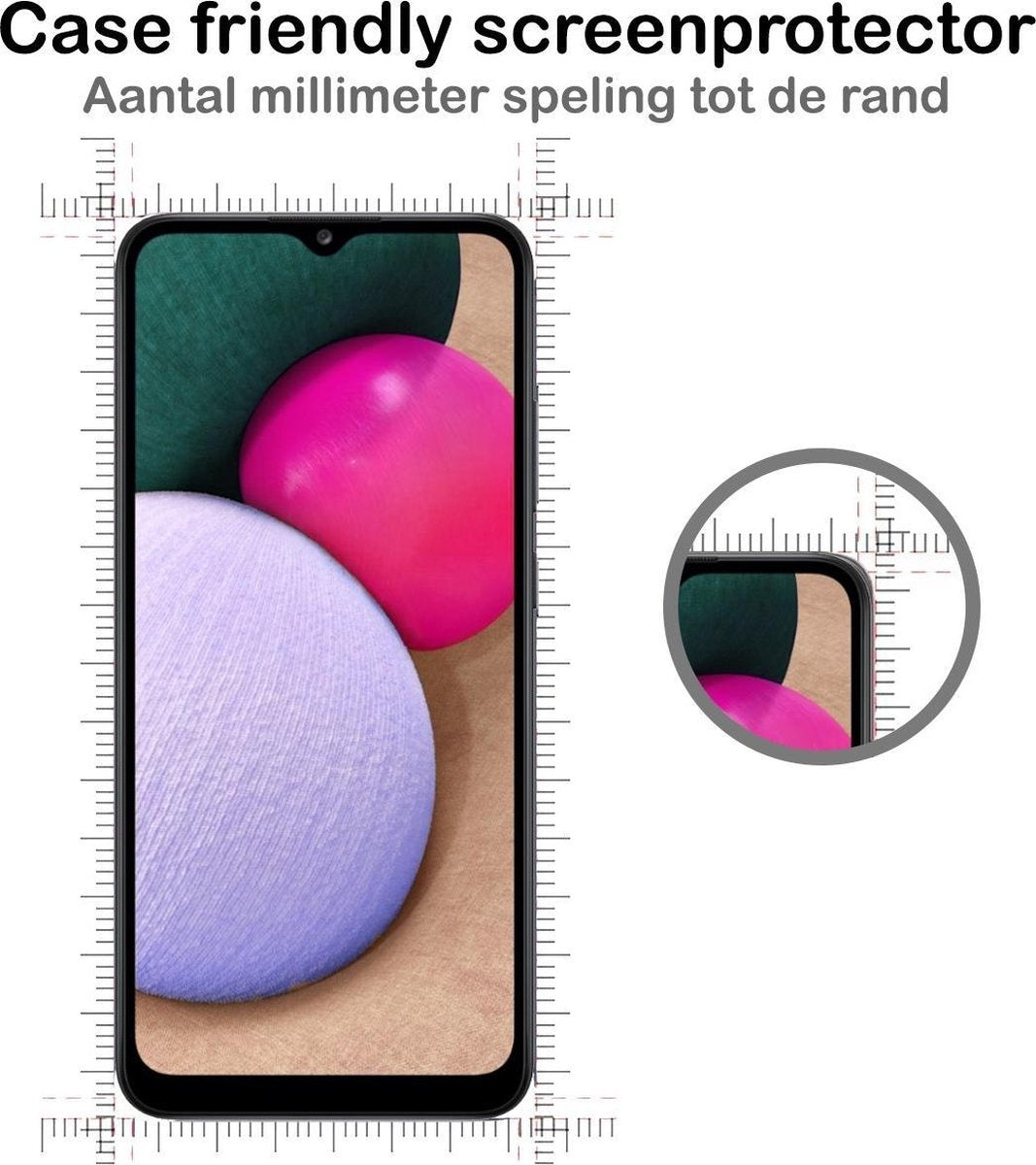 Full Screen Screenprotector van Gehard Glas Geschikt voor Samsung Galaxy A02s