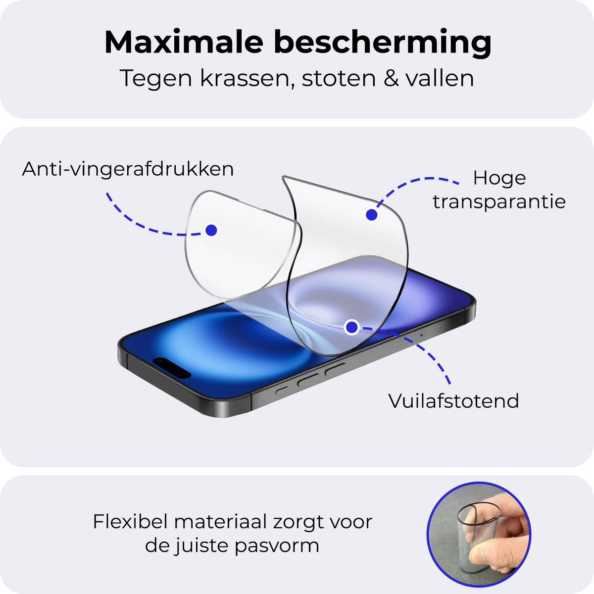 Hybride screenprotector voor iPhone 16 Plus met installatieframe