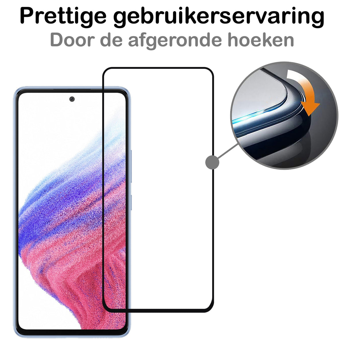 Gehard glazen screenprotector met zwarte randen geschikt voor Samsung Galaxy A53